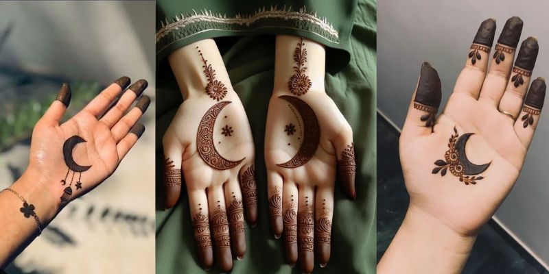 Mehndi Design Crescent Moon Charm Design (2)