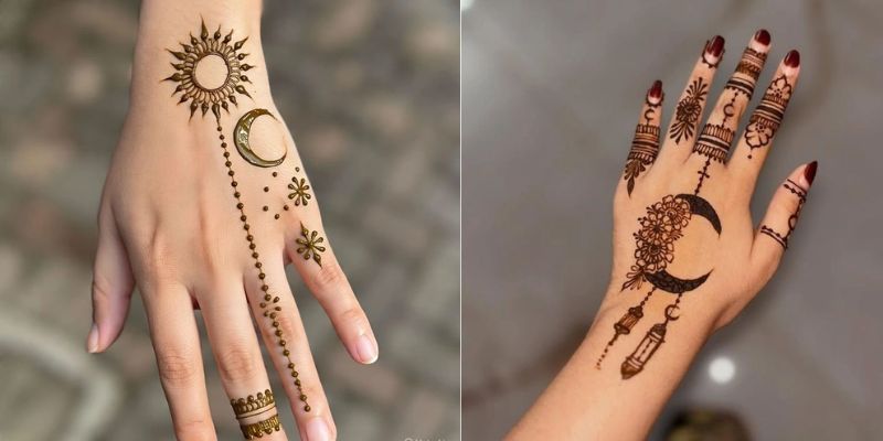 Mehndi Design Crescent Moon Charm Design