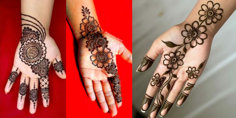 Mehndi Design Floral Bloom Front Hand Design (1)