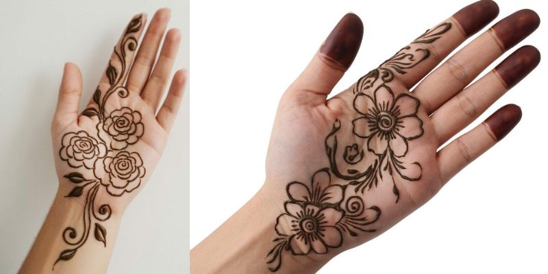 Mehndi Design Half Palm Floral Design (2)