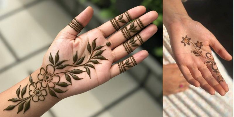 Mehndi Design Half Palm Floral Design