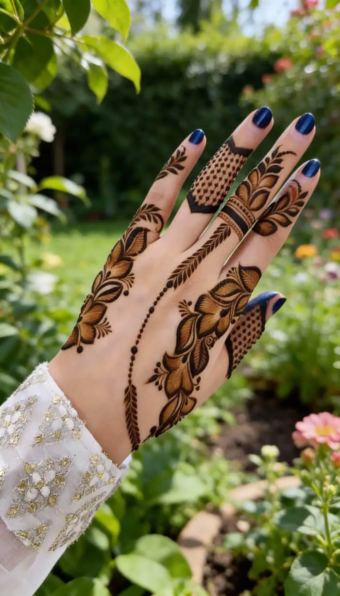 Floral Back Hand Mehndi Design 4
