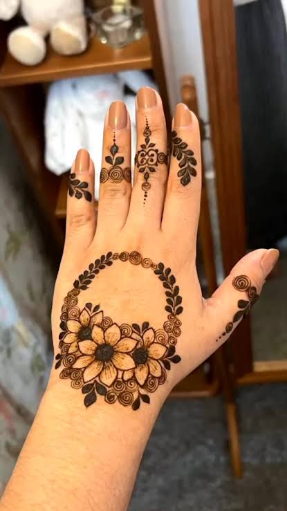 Floral Back Hand Mehndi Design