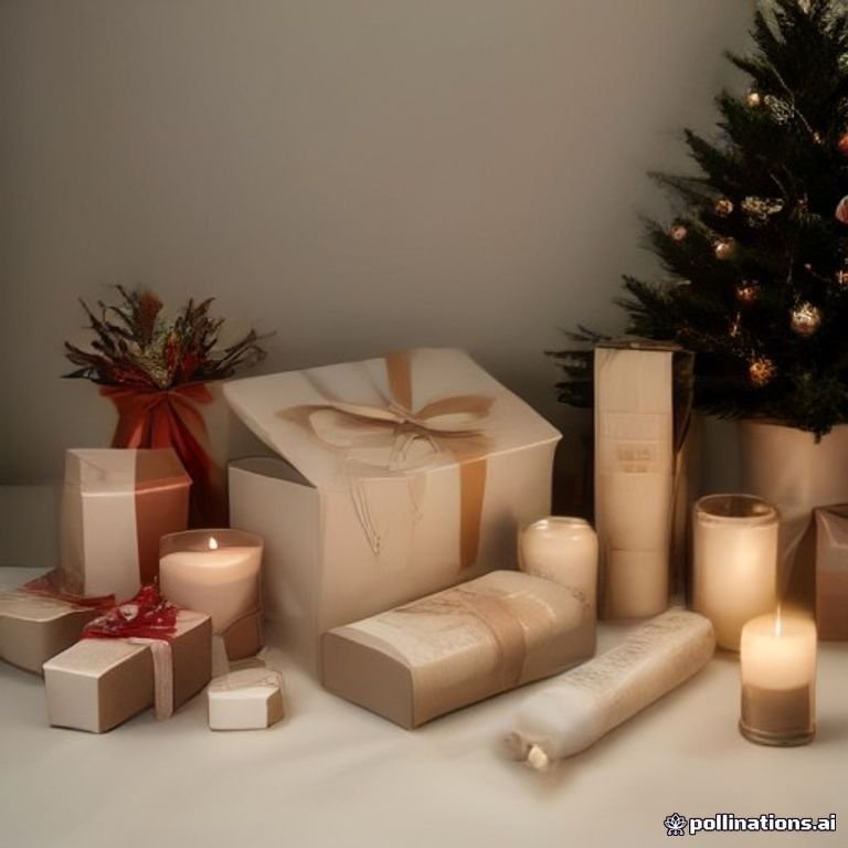Festive beauty and wellness products displayed in an arranged flat lay composition with holiday-themed packaging and decorations